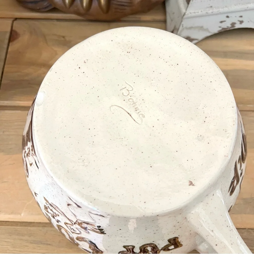 Vintage 1976 Holland Mold Ceramic Oversized Mug Popcorn Bowl Hand Painted Signed - Picture 7 of 8